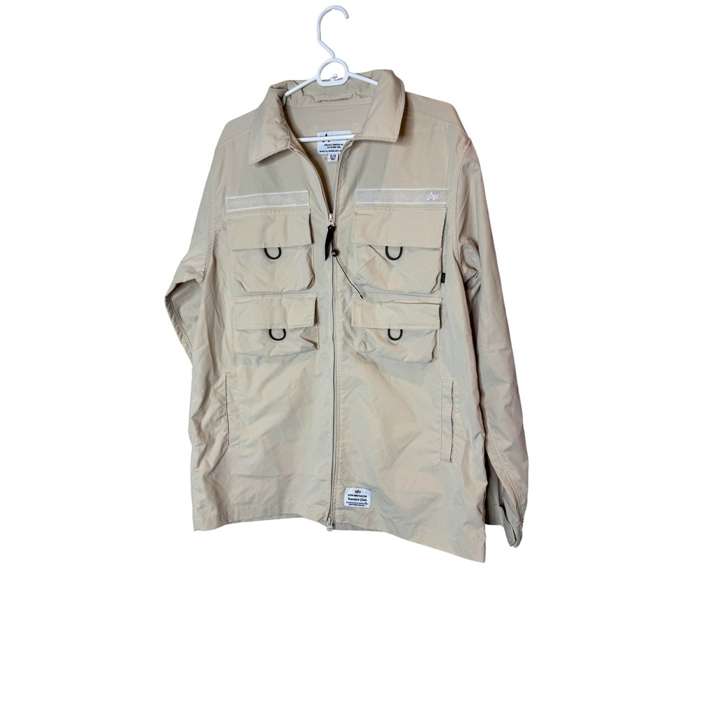 Alpha Industries Jacket Mens XL Beige Standard Cloth Reflective Military Utility